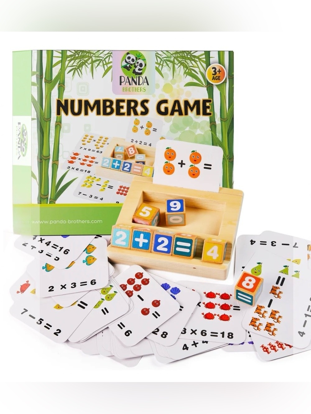 Panda Brothers Number Blocks Toys for Kids - Wooden Montessori Toys for 3+ Years